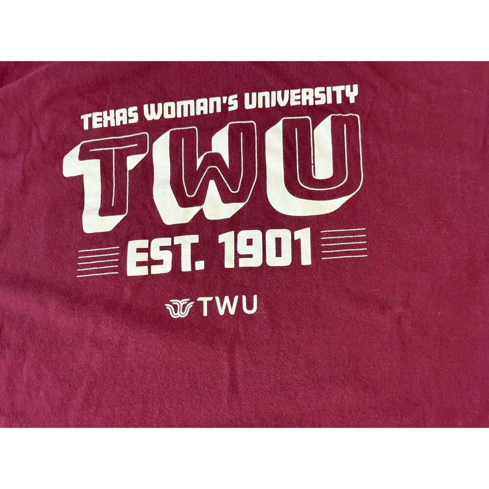 TEXAS WOMAN'S UNIVERSITY TWU Gildan Collegiate Tee T-Shirt L - Picture 2 of 6